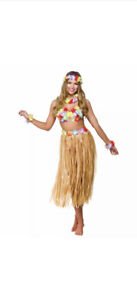 Señoras hawaiano Girl Fancy Dress Costume Para Mujer Maxi Vestido Traje Orquídea Nuevo W.