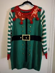 United States Sweaters Size Large Elf Sweater Dress Christmas Women's Bells Knit - Picture 1 of 12