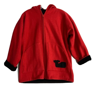 Abrigo de Lana Reversible Pana ROJA BALLENA Cremallera Completa TALLA M Para Mujer Sea Shell Foto 1 de 4