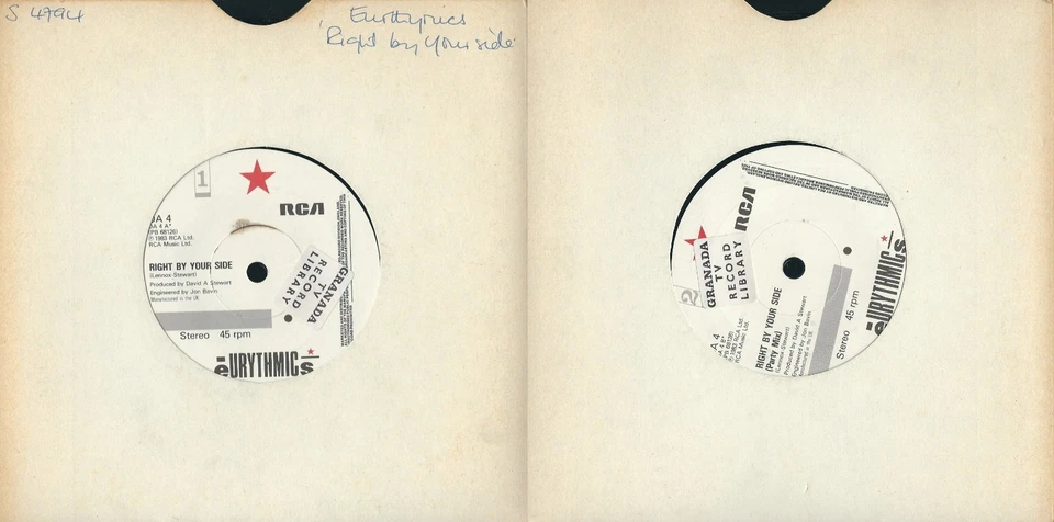 DISCO 45 GIRI     EURYTHMICS ‎– RIGHT BY YOUR SIDE - Immagine 1 di 1
