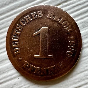 1890 German Empire One 1 Pfennig World Germany Coin - Picture 1 of 2
