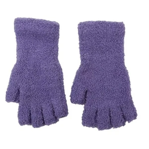 Ladies Women Soft Warm Half Finger Fashion Fluffy Coral Fleece Fingerless Gloves - Foto 1 di 11