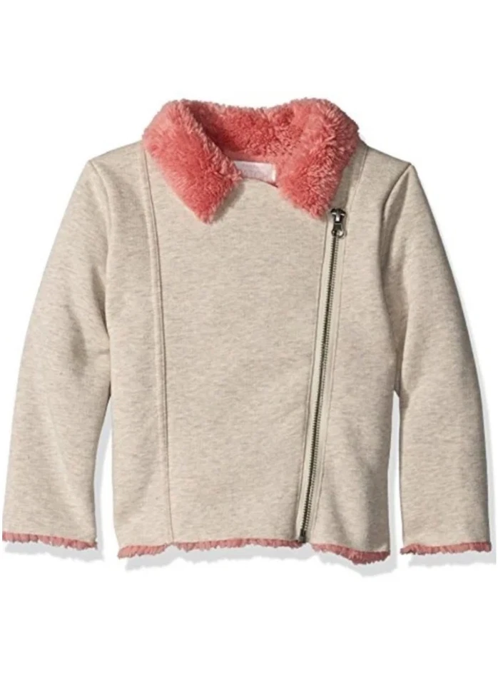 Chaqueta de motociclista polar con parche de calabaza para niñas pequeñas talla 2T avena B37Z Foto 1 de 4