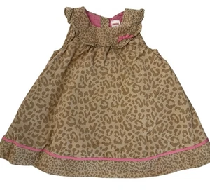 Gymboree Hellbraunes Kleid aus Cord mit Leopardenmuster und rosa Schleife und Schleife 2009 SZ 2T - Bild 1 von 7