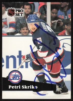 Petri Skriko Autographed 1991-92 Pro Set Card #517 Winnipeg Jets - Image 1 of 2