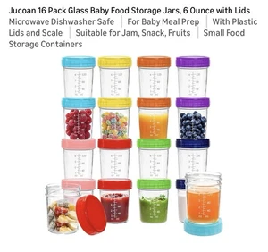 16 Stück Glas Babynahrung Aufbewahrung Gläser, 6 Unzen mit Deckel Mikrowelle Geschirrspüler - Bild 1 von 9