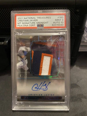 2021 national treasures Christian Javier Signature Patch Midnight Psa 9 - Image 1 of 3
