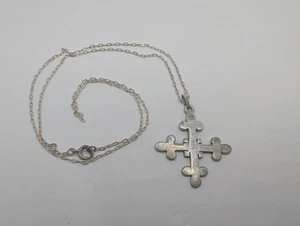 Colgante Cruz Trifolio Plata Esterlina 925 Vintage con Cadena 18" - Imagen 1 de 6