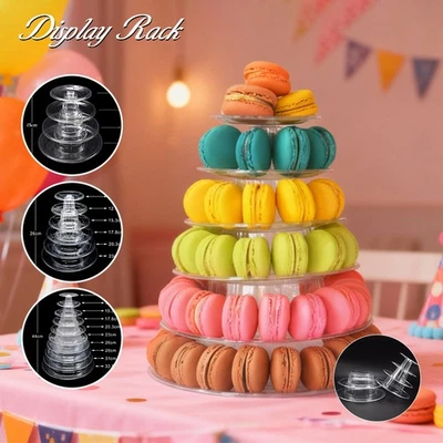 4/6/10 Tiers Transparent Macarons Tower Stand Party Cake Display Rack - Imagem 1 de 4