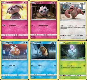 Lotto 6 carte Pokémon Detective Pikachuff Jigglypuff Magikarp Psyduck Snubbull 14/18 - Foto 1 di 1