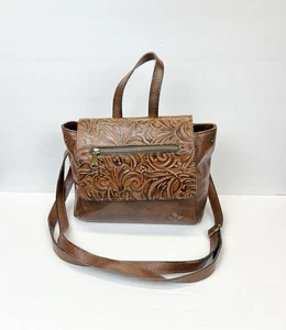 Patricia Nash braune italienische Leder Schulter Umhängetasche Handtasche - Bild 1 von 10