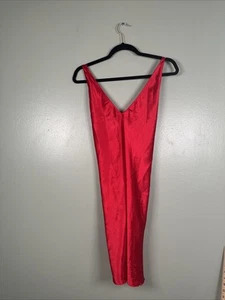 Vintage Fredericks Of Hollywood Sexy Red Slip Women’s Size M * FLAW - Raw Hem - Picture 1 of 10