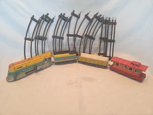 Vint Hafner Train Tin Wind Up Engine Tender 115041 Works! With Cars-track. Nice - Picture 1 of 16