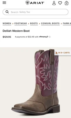 Ariat - Delilah - Mujer - 8.5 B - 10031593 - Western Foto 1 de 4