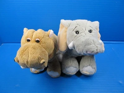 Webkinz Ganz Plush Stuffed Animal  Gray Elephant HM167  & Mud Hippo No Code - Image 1 of 4