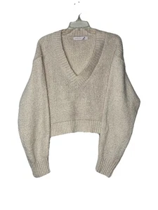 Altar’d State V-neck Short Length Sweater Soft Cream Colored Sz L - Picture 1 of 10