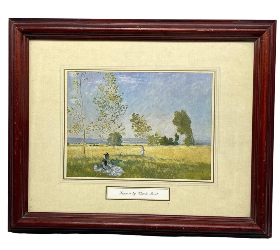 wood framed wall artwork print summer by claude monet landscape nature tree READ - Image 1 of 4