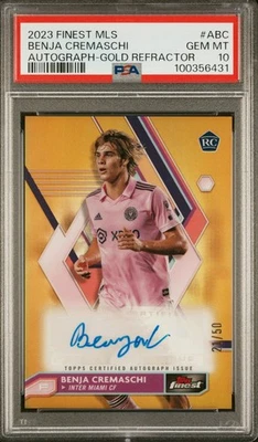 Benja Cremaschi 2023 Topps Finest MLS Auto Gold /50 PSA 10 Rookie RC USMNT - Image 1 of 2