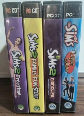 The Sims 2 PC CD ROM Lot of 4 Deluxe Edition Nightlife Free Time Family Fun Game - Image 1 of 4