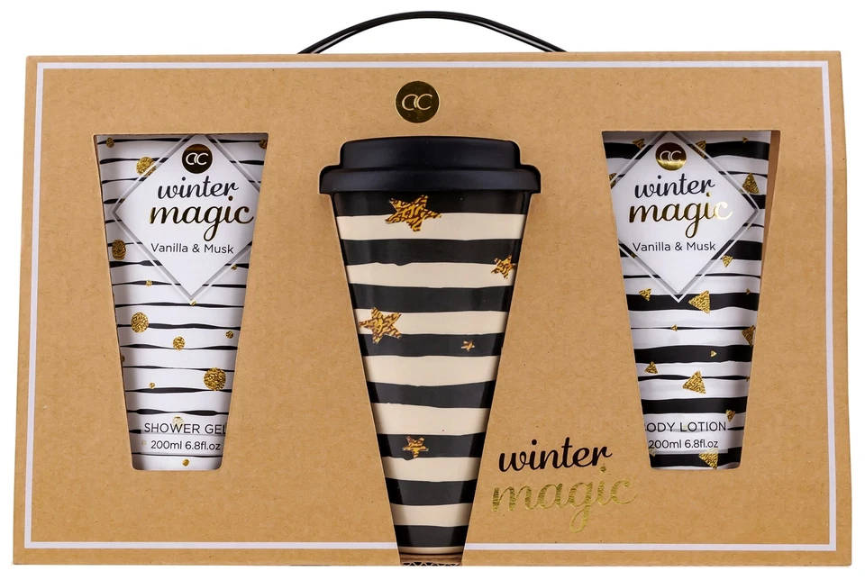 MATRASA Wellness Set WINTER MAGIC Duschgel Bodylotion Coffee -To Go Becher - Vanilla Mu