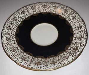 Aynsley England Fine Bone China Schwarz Gold Fleur De Lis Untertasse nur C958 - Bild 1 von 9