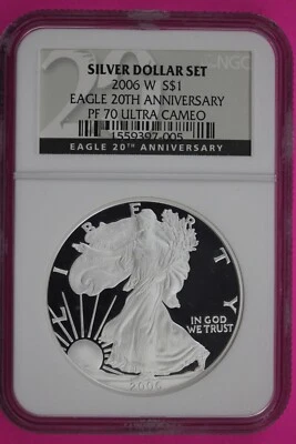 2006 W PF 70 Silver Eagle Coin From Silver Dollar Set NGC Certified Graded 647 - Image 1 of 3