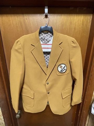 Vtg Georgia Tech Yellow Jacket Club Blazer Sports Coat Golden Mustard Yellow Cover