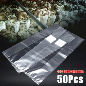 50Pcs 25*50CM Mushroom Spawn Grow Bags Polypropylene Autoclavable High Temp - Picture 1 of 7