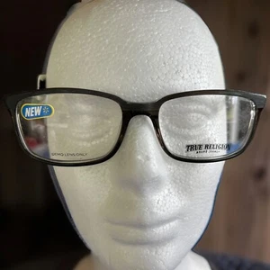 NEW TRUE RELIGION T007 BLK BLACK BROWN  AUTHENTIC Frames 54-17-140 - Picture 1 of 4
