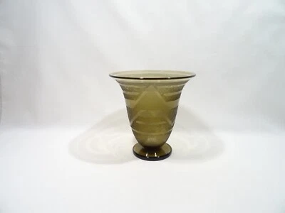 Antico Vaso Tulipano SCHNEIDER Art Deco Vetro Punta Motivo Decorativo Geometrico Foto 1 de 4