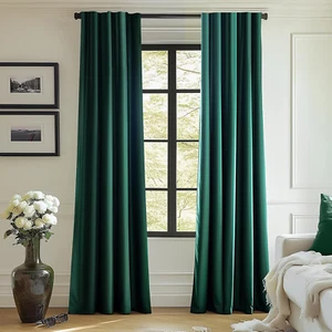 Velvet Curtains Emerald Green Room Darkening Drapes for Bedroom Living Window Tr - Picture 1 of 9
