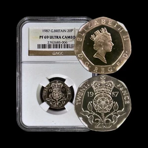 GREAT BRITAIN. 1987, 20 Pence - NGC PF69 - QEII, England, Crowned Tudor Rose - Picture 1 of 5