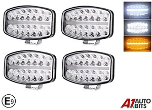 Jumbo Led Spot Light X4 + White & Amber DRL 12V 24V Truck Tractor Tipper E9 10" - Picture 1 of 14