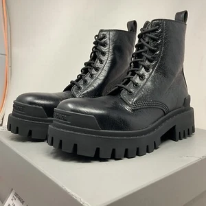 Balenciaga Strike Nylon Combat Booties L20 Black Size 39/US Women's 8.5 - Picture 1 of 11