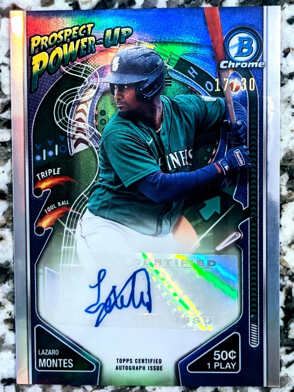 2024 Bowman Baseball Lazaro Montes Chrome Auto /30 Prospect Power-Up PPA-LM
