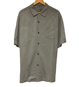 Camisa hawaiana Tommy Bahama para hombre azul/gris hojas seda talla L ajuste original usada en excelente estado - Imagen 1 de 6