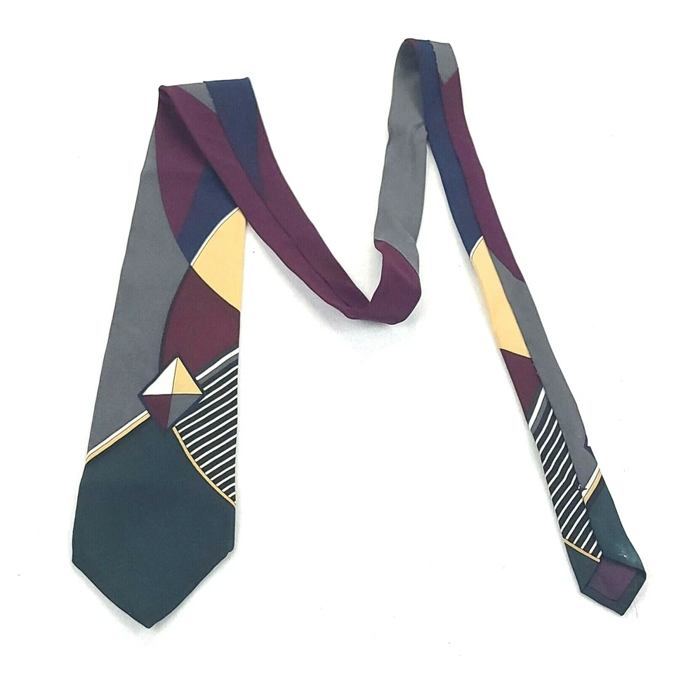 Gravata Brandini Le Collezioni Masculina 100% Seda Feita nos EUA Vintage Larga Abstrata Nova - Imagem 1 de 4