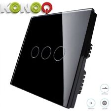 KONOQ Glass Panel Touch LED Light Smart Switch:BLACK TOUCH DIMMER 3GANG/1WAY