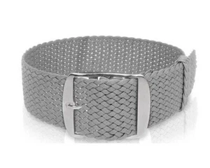 L.GREY PERLON WATCH STRAP EASY FIT WOVEN NYLON VEGAN ANTI-ALLERGY WASHABLE - Picture 1 of 4