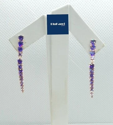 Orecchini Donna tennis  in argento 925  viola  zirconi pendente - Immagine 1 di 4