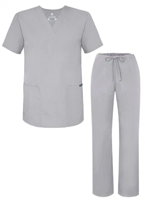 Adar Men's Medical Nursing Doctor Scrub Set Uniform V-neck Shirt & Pants - Image 1 of 4