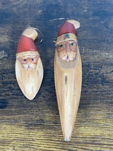 Adornos de madera tallada estilo árbol de Santa del Viejo Mundo vintage - Imagen 1 de 5