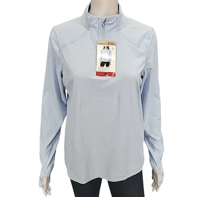 Mondetta Active Top Acanalado Talla Mediana Azul Mangas Largas Cremallera Lateral Bolsillo Pullover Foto 1 de 4