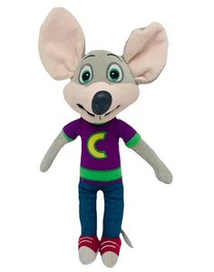 Chuck E Cheese Peluche Animal Gris Ratón 12” Muñeca 2022 Camisa Jeans Púrpura - Imagen 1 de 7