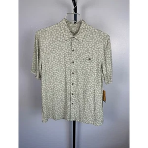 Batik Bay Mens Olive Palm Tree Print Short Sleeve Button Up Sport Shirt - Picture 1 of 5