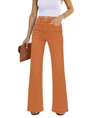 Women's Stretchy Resort Western Wear Hippie Cowgirl Flare Pants Burnt Orange ... Foto 1 de 4
