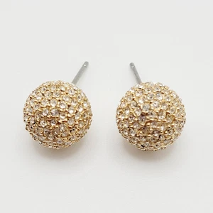 Michael Kors Gold Tone Pave Crystal Dome Disco Ball Pierced Stud Drama Earrings - Picture 1 of 16