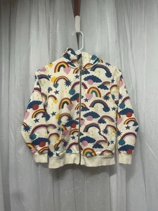 Girl’s Hanna Andersson Print Faux Shearling Lined Hoodie Size US 8 Rainbow Heart - Picture 1 of 9
