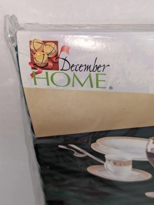 Vintage December Home Hunter Green Stripe Fabric Tablecloth 52" x 52" - Image 1 of 4