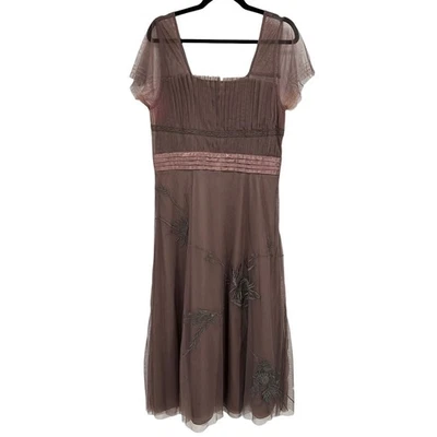 Платье миди Nataya Dusty Rose сетка L романтическое вышитое развевающийся рукав - Изображение 1 из 4